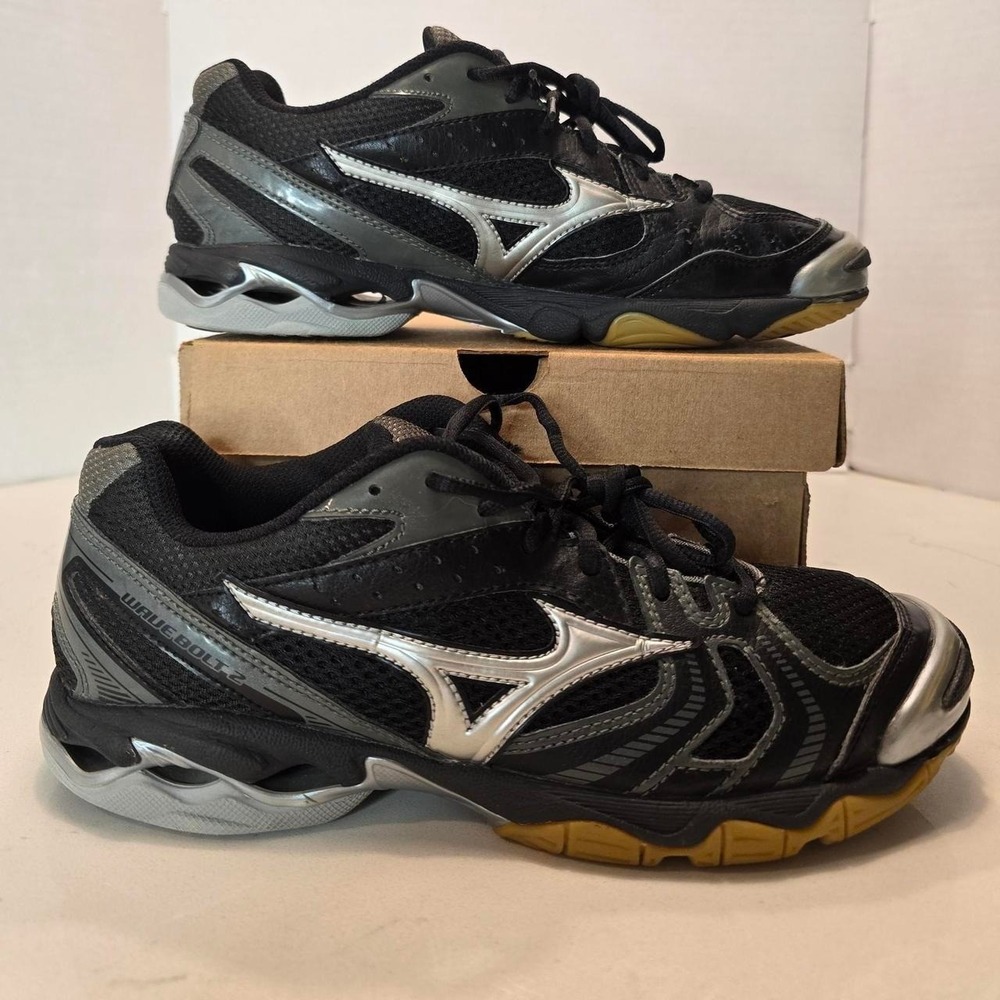 Mizuno Wave Bolt 2 Volleyball Shoes Black Silver Women's Size 8.5 US